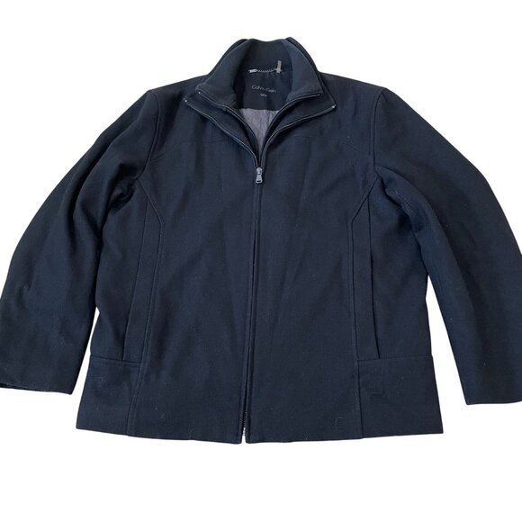 Calvin Klein Wool Blend Coat Men's Size Medium Black Double Lined 3-Season Wear - Picture 1 of 6